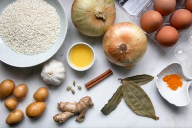 Ingredients for Sylheti Biron Polau - Turmeric Sticky Rice