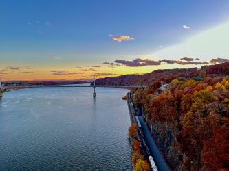 view over the Hudson River in NY in autumn