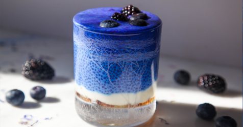 Blue Spirulina Chia Pudding ready to eat