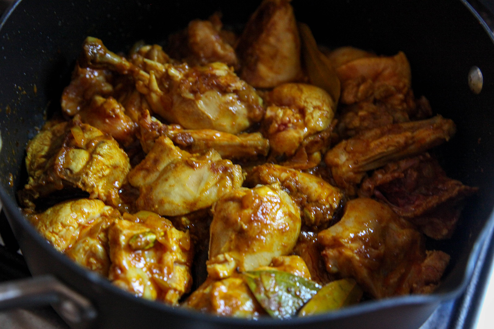 Cooking chicken for Munim's Bangladeshi Chicken Curry