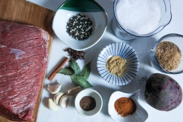 Ingredients for homemade corned beef