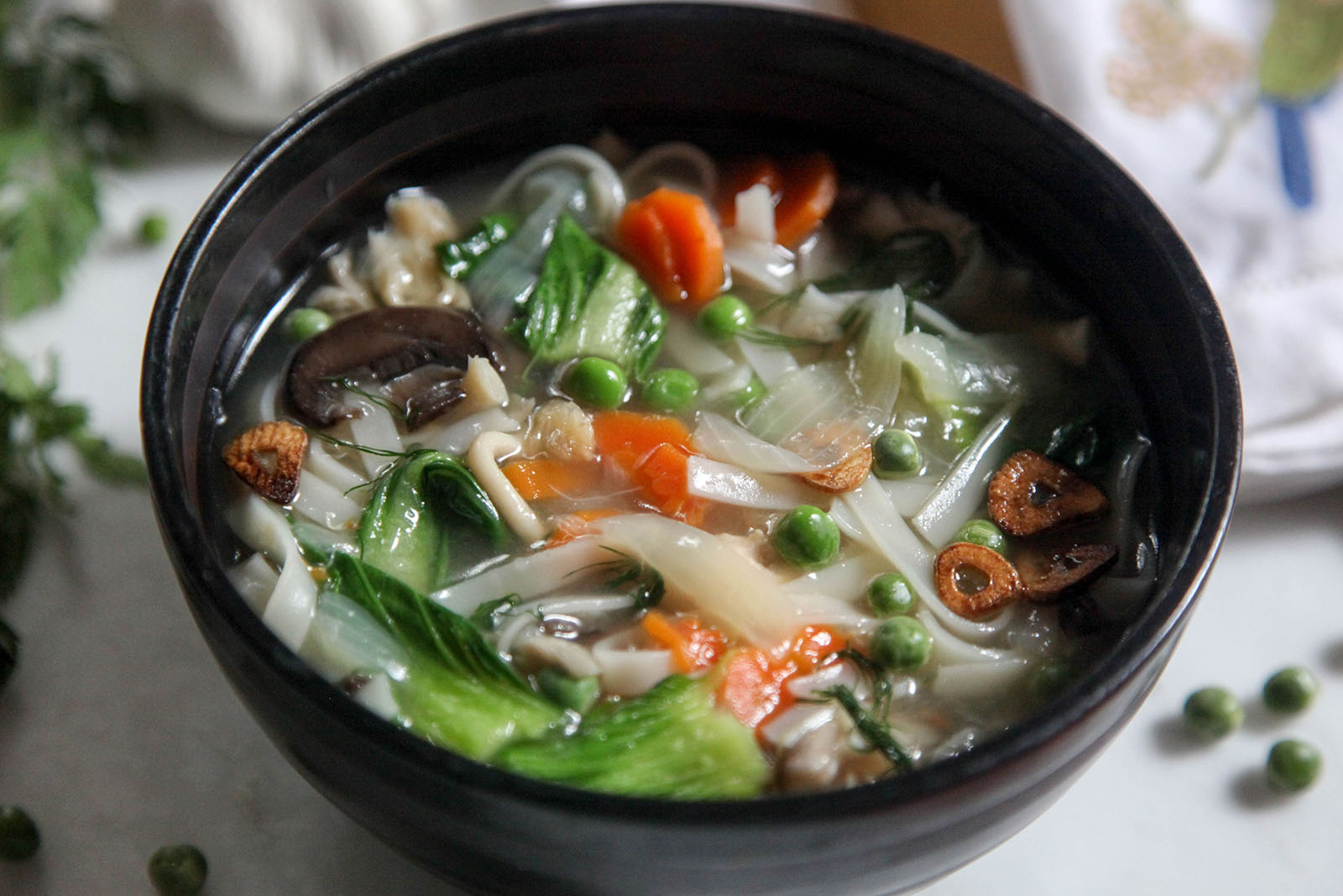 Easy Nutritious Chicken Vegetable Soup with Noodles in Bone Broth. Have it to treat covid-19 at home.