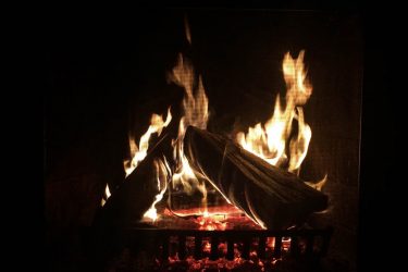 Hanging out by the fireplace