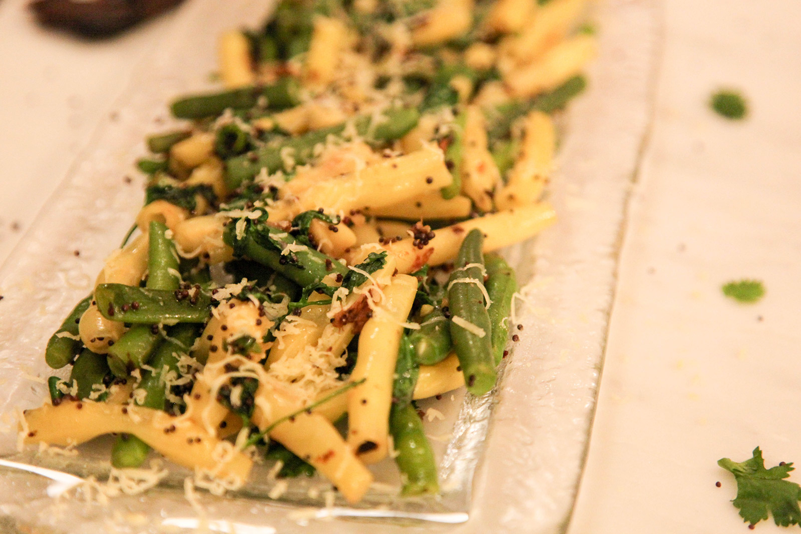 Green & Yellow Beans with Ginger, Chili, and Gruyere