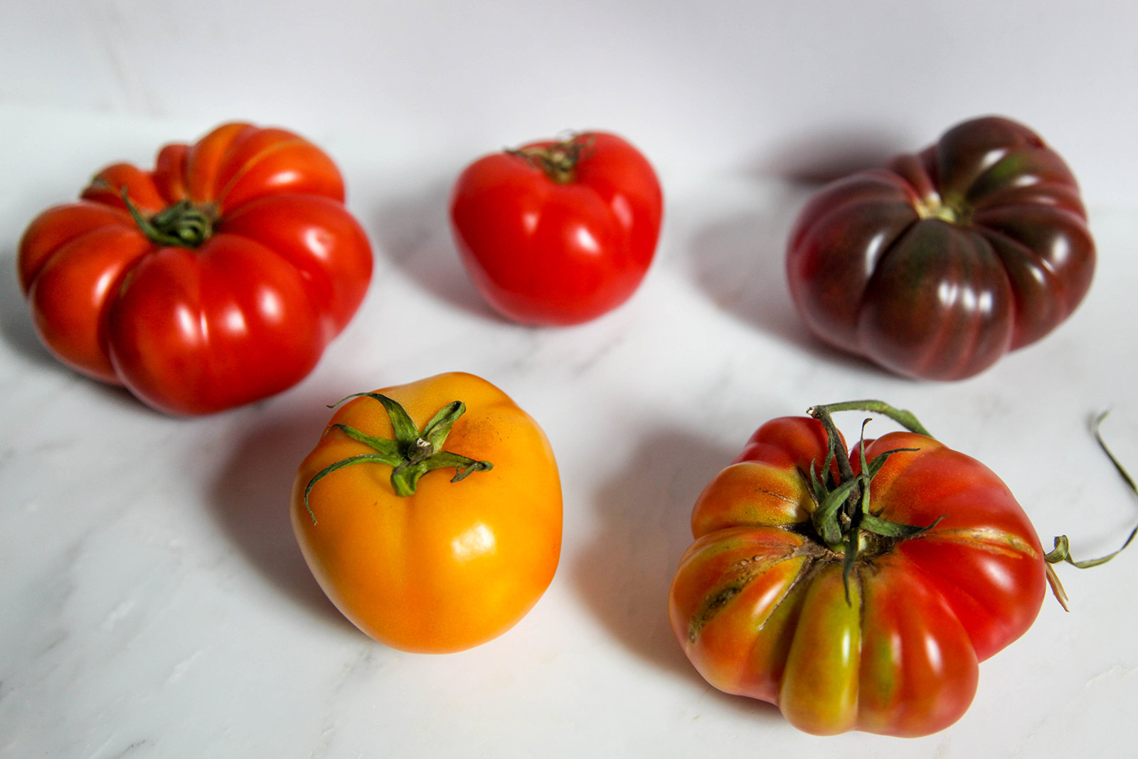 variety of heirloom tomatoes