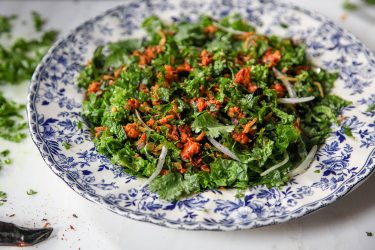 Mustard Greens Salad with Shrimp Smash (Sylheti lai shak bhorta)