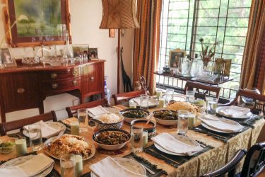 Our dining table laid out for lunch, when guests were joining us.