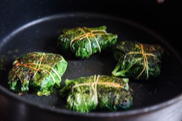 Paturi parcels cooking in pan