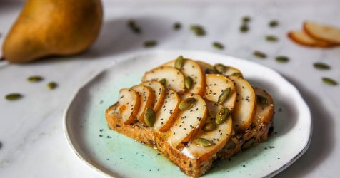 Pear Toast on a plate ready to serve