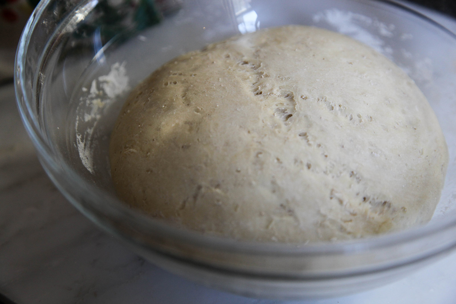 risen dough for potato pizza