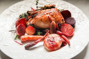 Roasted Root Vegetables & Chicken with Sage, Thyme, Rosemary