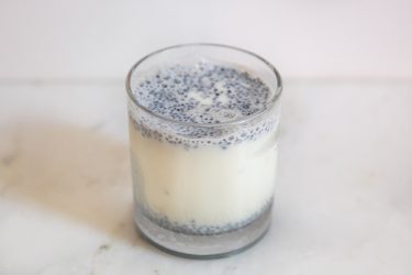 Basil seeds soaking in milk