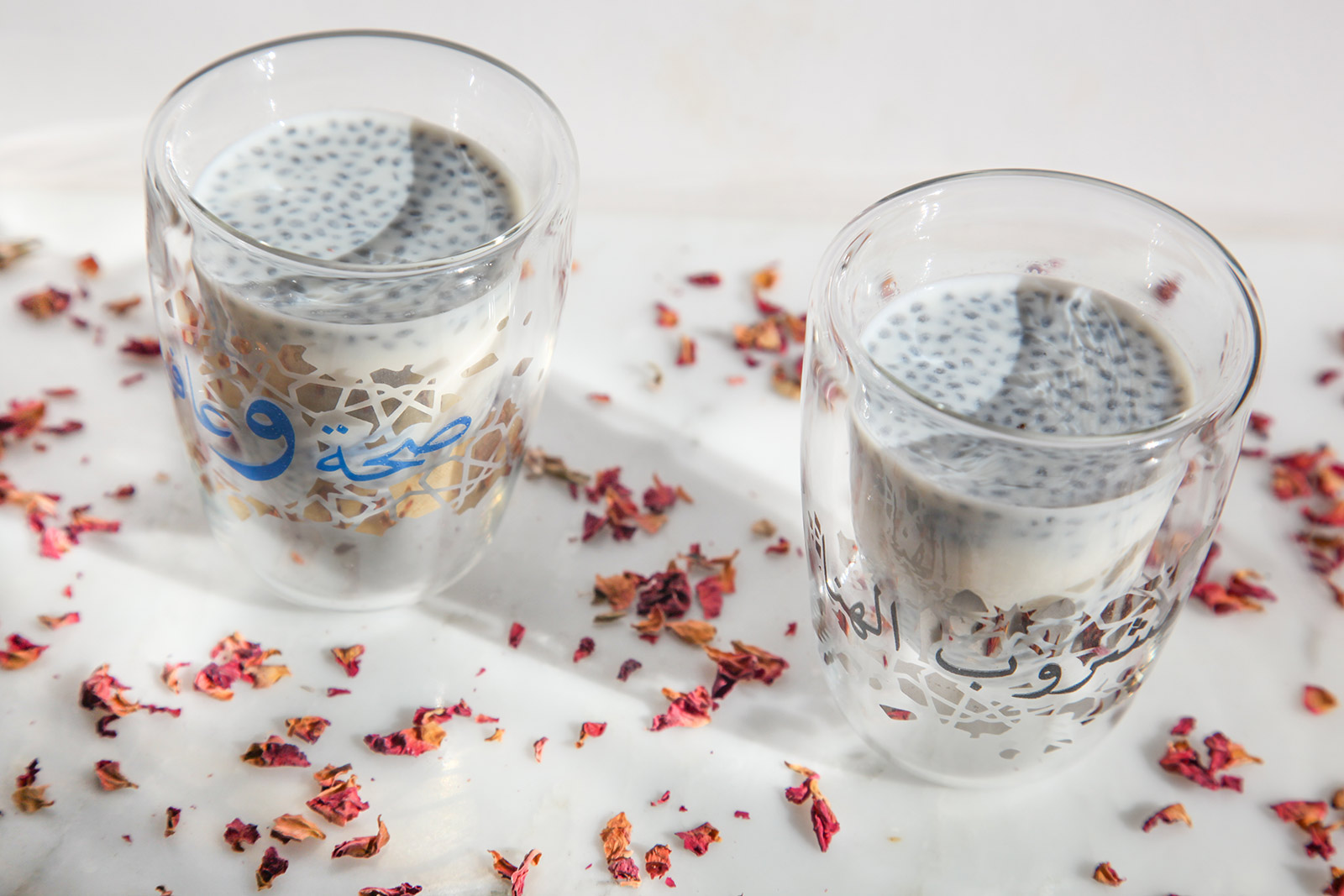 Rose Milk with Basil Seeds