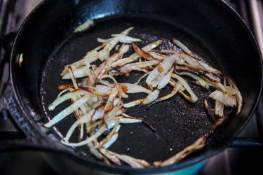 Sautéing shallot slices